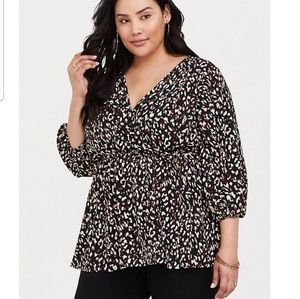 Torrid Leppard Faux Wrap Blouse NWT